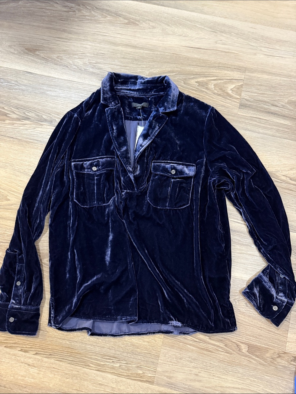 J Crew Velvet Button-Up Shirt - Navy NWT